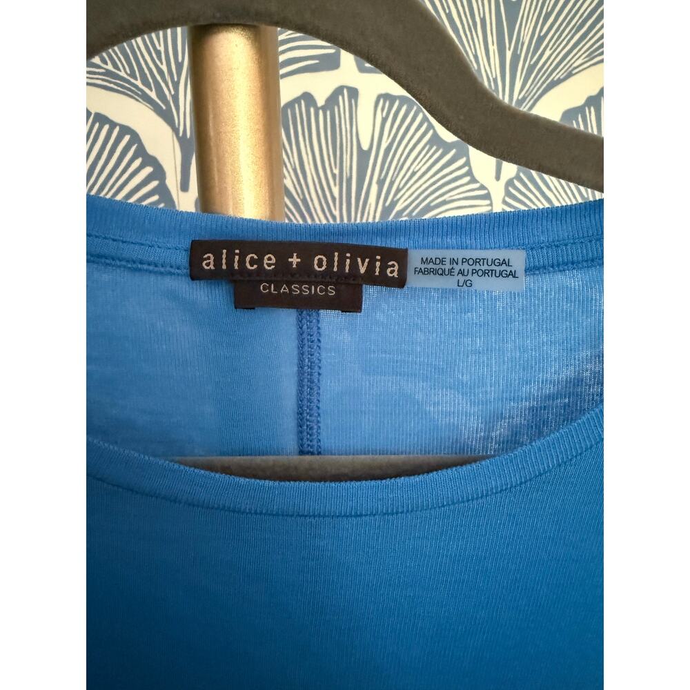 Alice + Olivia Cindy Classic Semi Sheer Cropped Tee Sz L - Picture 4 of 8